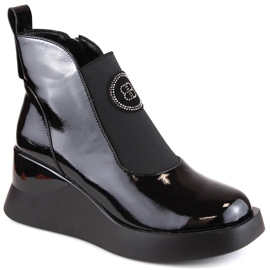 Damelakerede kilestøvler D&amp;A S.Barski Premium Collection MR870-22 sort