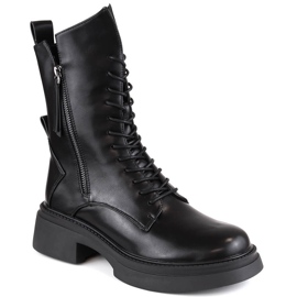 Sorte officerstøvler til kvinder D&amp;A S.Barski Premium Collection MR870-23