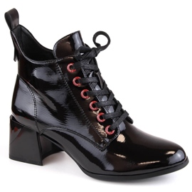 Sortlakerede damestøvler D&amp;A S.Barski Premium Collection MR870-66