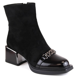 Sorte damestøvler med dekorative hæle D&amp;A S.Barski Premium Collection MR870-70