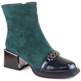 Damestøvler med dekorative hæle grøn D&amp;A S.Barski Premium Collection MR870-70