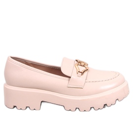 Zandra Beige loafers med spænde