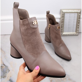 Damebeige højhælede støvler D&amp;A S.Barski Premium Collection MR870-96