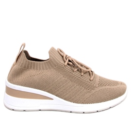 Leakes Khaki wedge sneakers beige