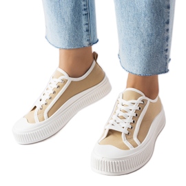 Beige platform sneakers fra Alfianello