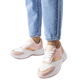 Inna Pink og hvide sneakers med en gylden duffy accent lyserød