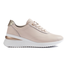 Beige kile-sneakers i læder fra Shelovet