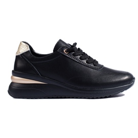 Sort læder wedge sneakers fra Shelovet
