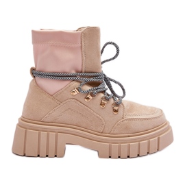 FB3 Dame ruskind snøre ankelstøvler Beige Acorn