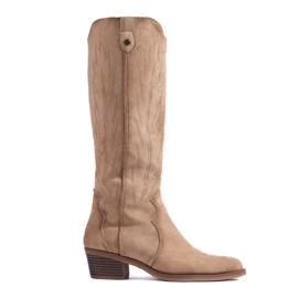 Shelovet cowboystøvler i beige ruskind