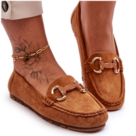 Super Mode Dame ruskind loafers med dekoration Brun Dionira