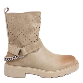 Issey gennembrudte ankelstøvler beige