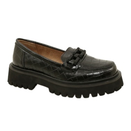 Lædermokkasiner med dekoration Filippo DP4792/23 BK CR sort