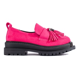 Fuchsia ruskind loafers til kvinder Shelovet loafers lyserød