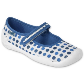 Befado børnetøfler med velcro, prikker 114Y495, blå og hvid