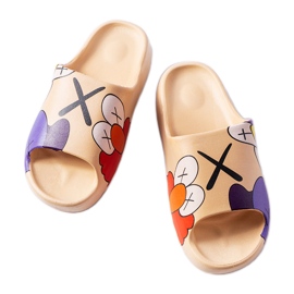 Mørke beige flip-flops med Lindale print