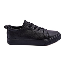 PE1 Læder børnesneakers Sort Poliana