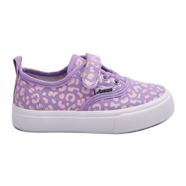 PA1 Mønstrede børnesneakers med velcro, lilla Talirena violet