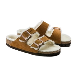 Birkenstock Arizona Shearling Mink W 1001135 flip-flops brun