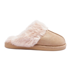 FB3 Dame hjemmesko flip-flops med pels lys beige pink