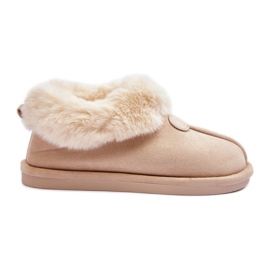 FB3 Dame hjemmesko med pels, lys beige lanoze