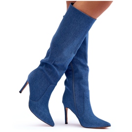 Blå Melisandra denim højhælede støvler