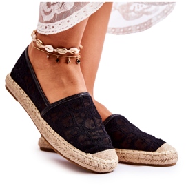 S.Barski Klassiske Dame Openwork Espadrilles, Sort