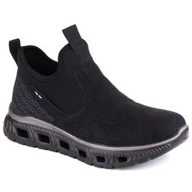 Komfortable ankelhøje slip-on sko til kvinder, sort Rieker M6053-00