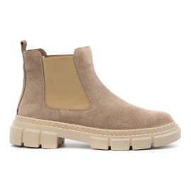 WASAK Dame læder slip-on Chelsea støvler 0708W, beige
