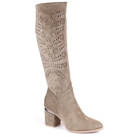 Beige ruskinds gennembrudte støvler Vinceza 16443