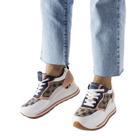 Inna Hvide og lyserøde Rouxi wedge sneakers