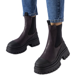 Sorte og lilla massive slip-on ankelstøvler fra Wexford