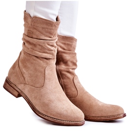 S.Barski Dame krøllet ruskindsstøvler Beige Joanne