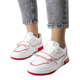 Ollie røde damesneakers hvid