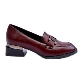 Vinceza Læder Brogues Loafers På hæle Burgundy Sakina rød