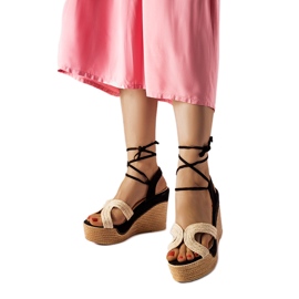 Sorte espadriller med Berta kiler beige