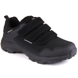 Ungdoms trekking sportssko med velcro, softshell, sort American Club