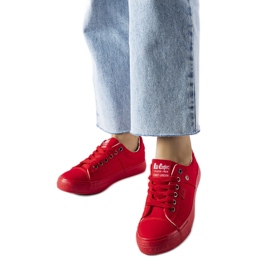 Sneakers i rødt stof fra Lee Cooper