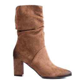 Beige elegante ankelstøvler i ruskind fra Vinceza