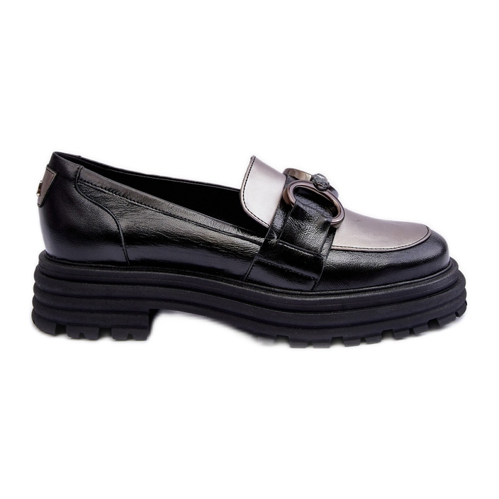 Laura Messi Dame læder loafers flade hæle, sort - KeeShoes