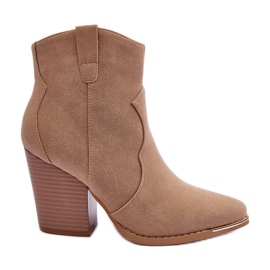 Beige Lotoune læder cowboystøvler med høje hæle