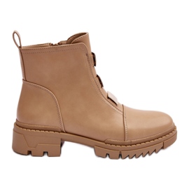 Beige Azulenn flade læderstøvler