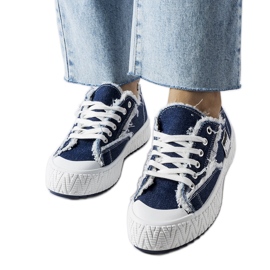 Inna Marineblå sneakers med slidsår fra Safiy