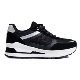 Sorte damesneakers med en hvid Shelovet indsats