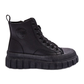 Isolerede lædersneakers med lynlås Big Star MM274625 Sort