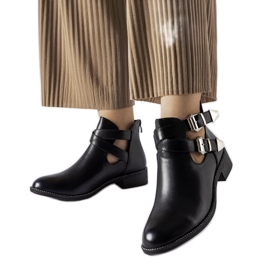 Ideal Shoes Sorte åbne ankelstøvler Y8157 Sort