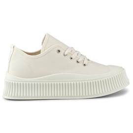 Lysbeige damesneakers med tyk sål