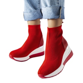 Røde wedge sneakers lavet af Casgio stof