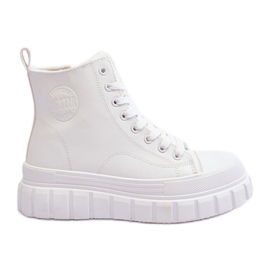 Isolerede lædersneakers med lynlås Big Star MM274624 Hvid