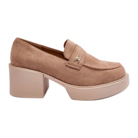 Damesko med høj hæl i ruskind, Beige Afnira